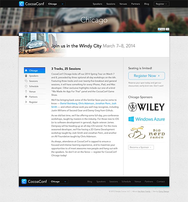 A screenshot of the CocoaConf website