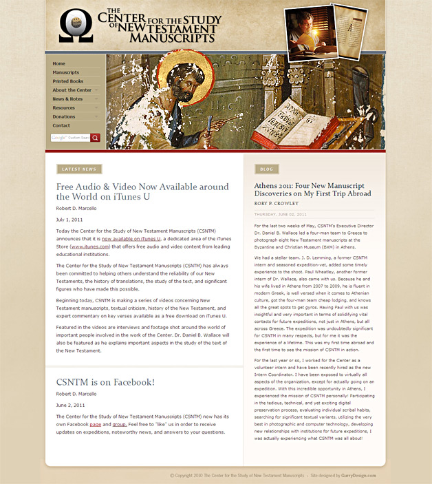 A screenshot of the CSNTM homepage