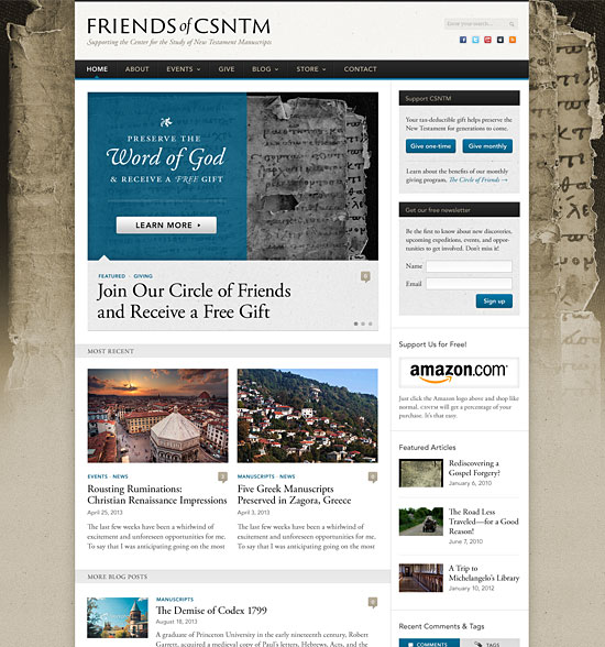 A screenshot of the Friends of CSNTM homepage