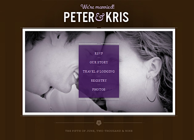 A screenshot of the Gurry Wedding homepage