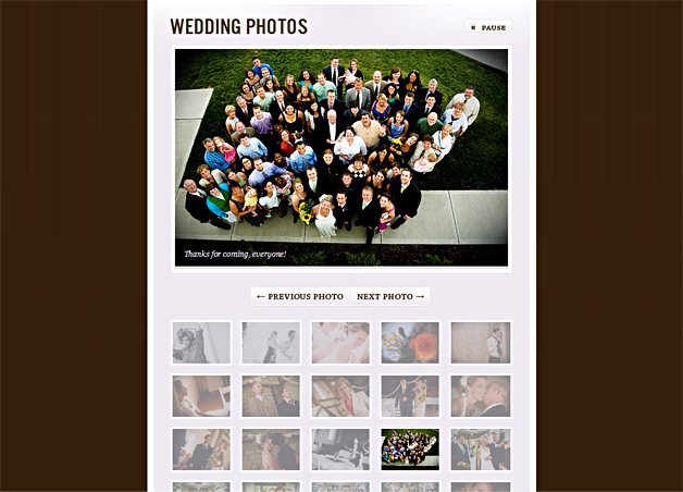 A screenshot of the Gurry Wedding website