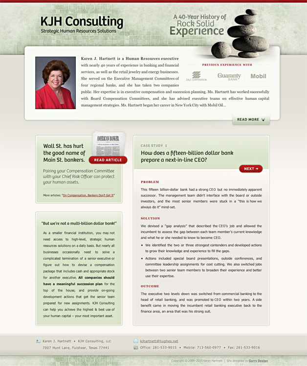 A screenshot of the KJH Consulting homepage.