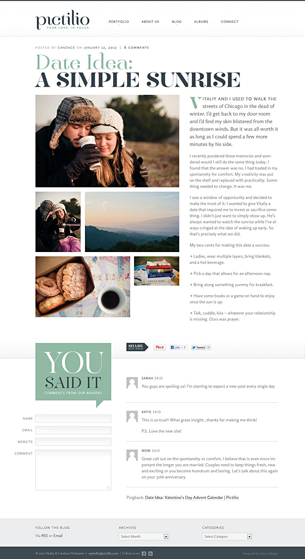 A screenshot of the Pictilio website