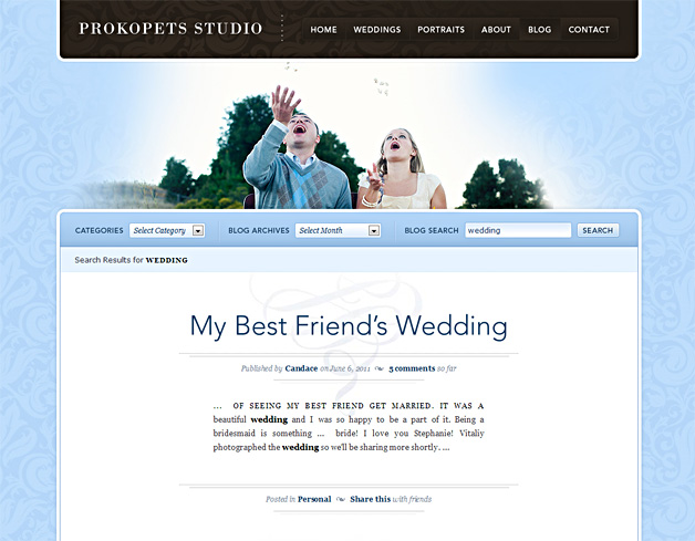 A screenshot of the Prokopets Studio blog