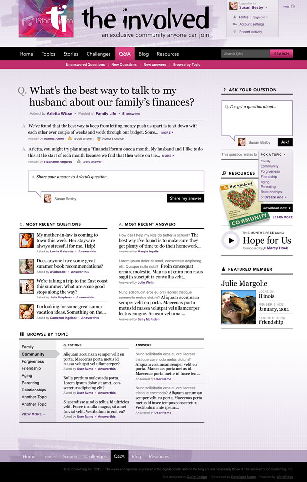 A screenshot of The Involved website