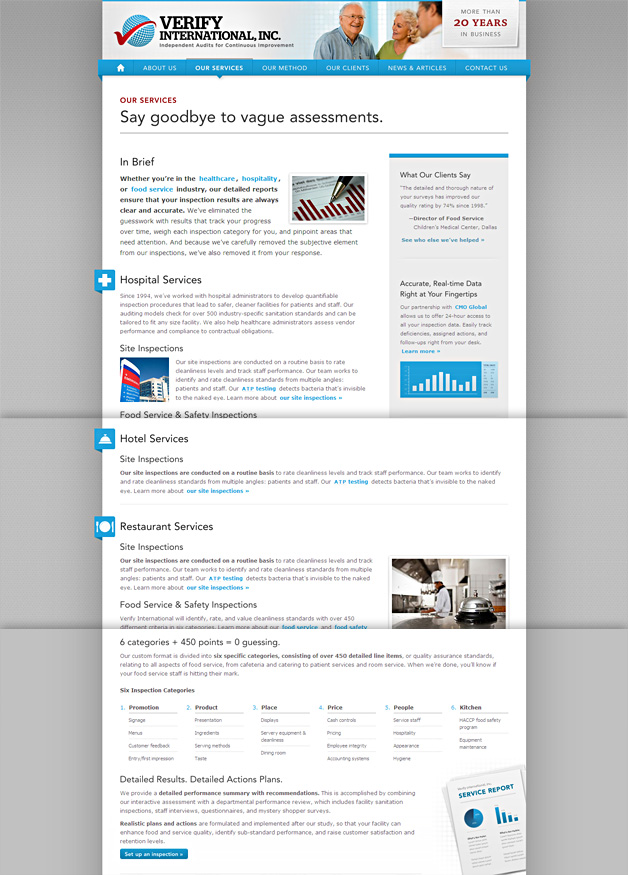 A screenshot of the Verify International website
